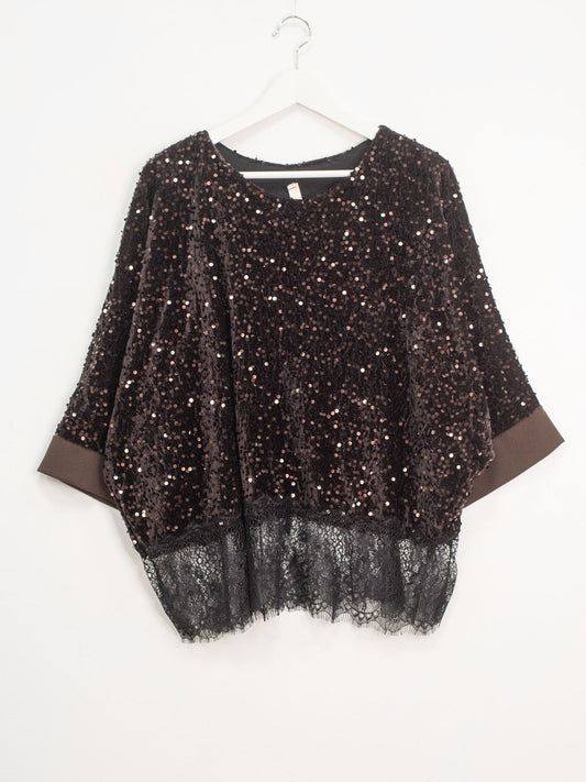 Blusa paillettes pizzo