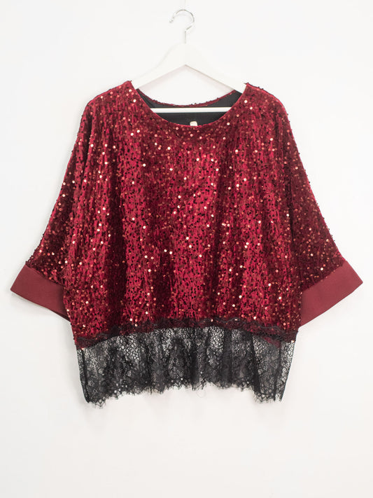 Blusa paillettes pizzo