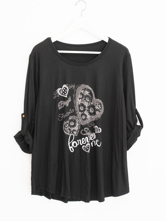 Maglietta viscosa cuori