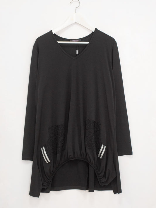 Shiny fabric blouse with pockets