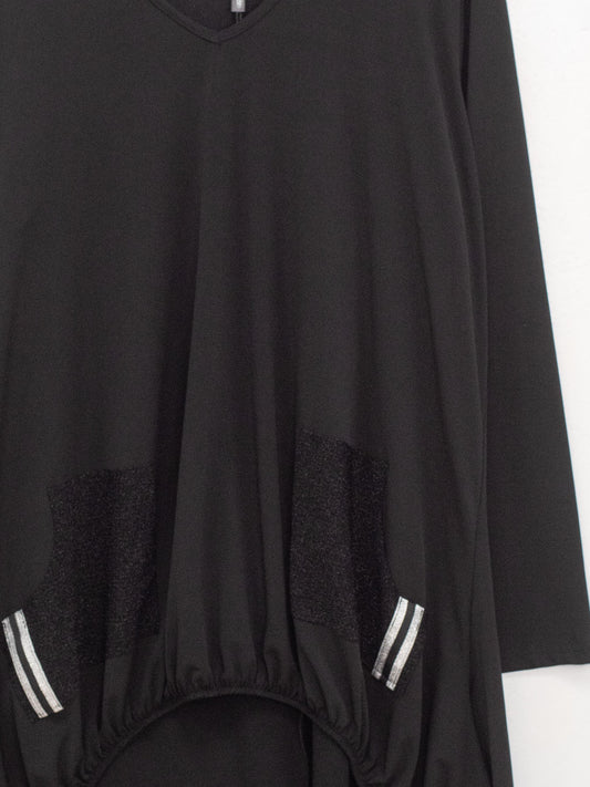 Shiny fabric blouse with pockets