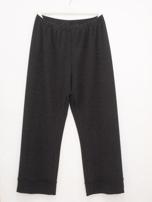 Straight trousers with turn-ups in shiny fabric