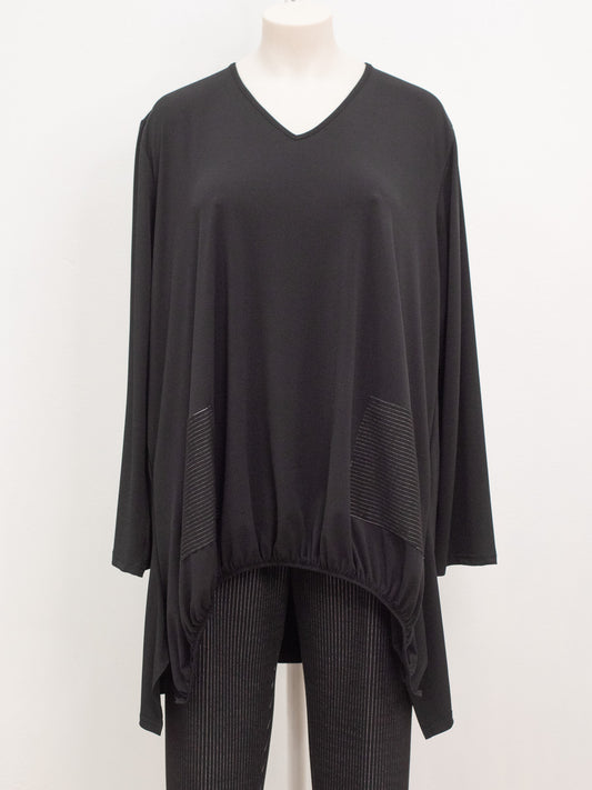 Black pinstriped blouse with back