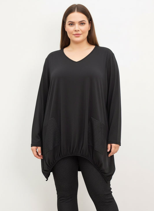 Black pinstriped blouse with back