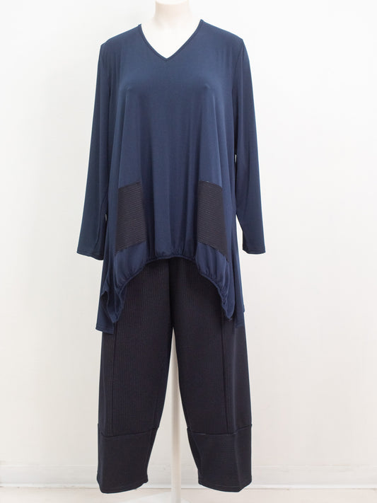 Blue pinstriped blouse with back