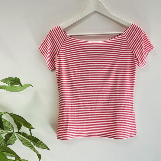 Striped boat neck t-shirt
