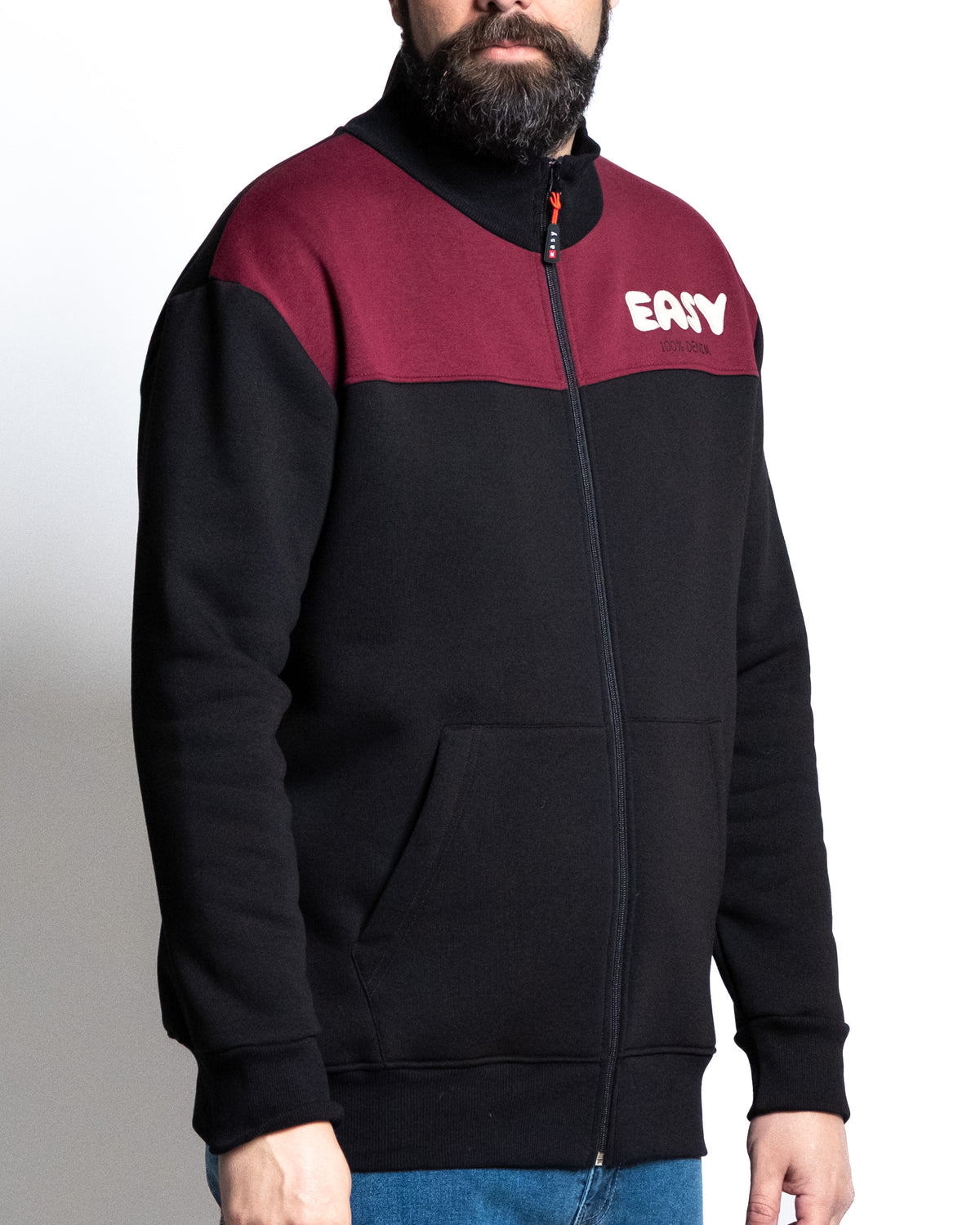 Felpa full zip blockcolor nero