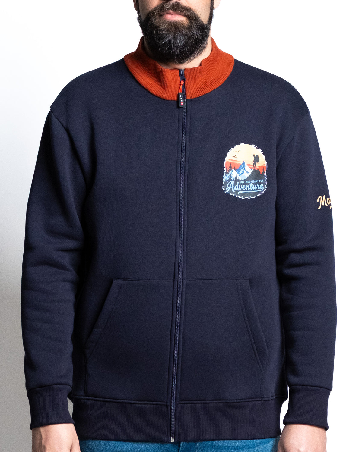 Felpa full zip adventure blu