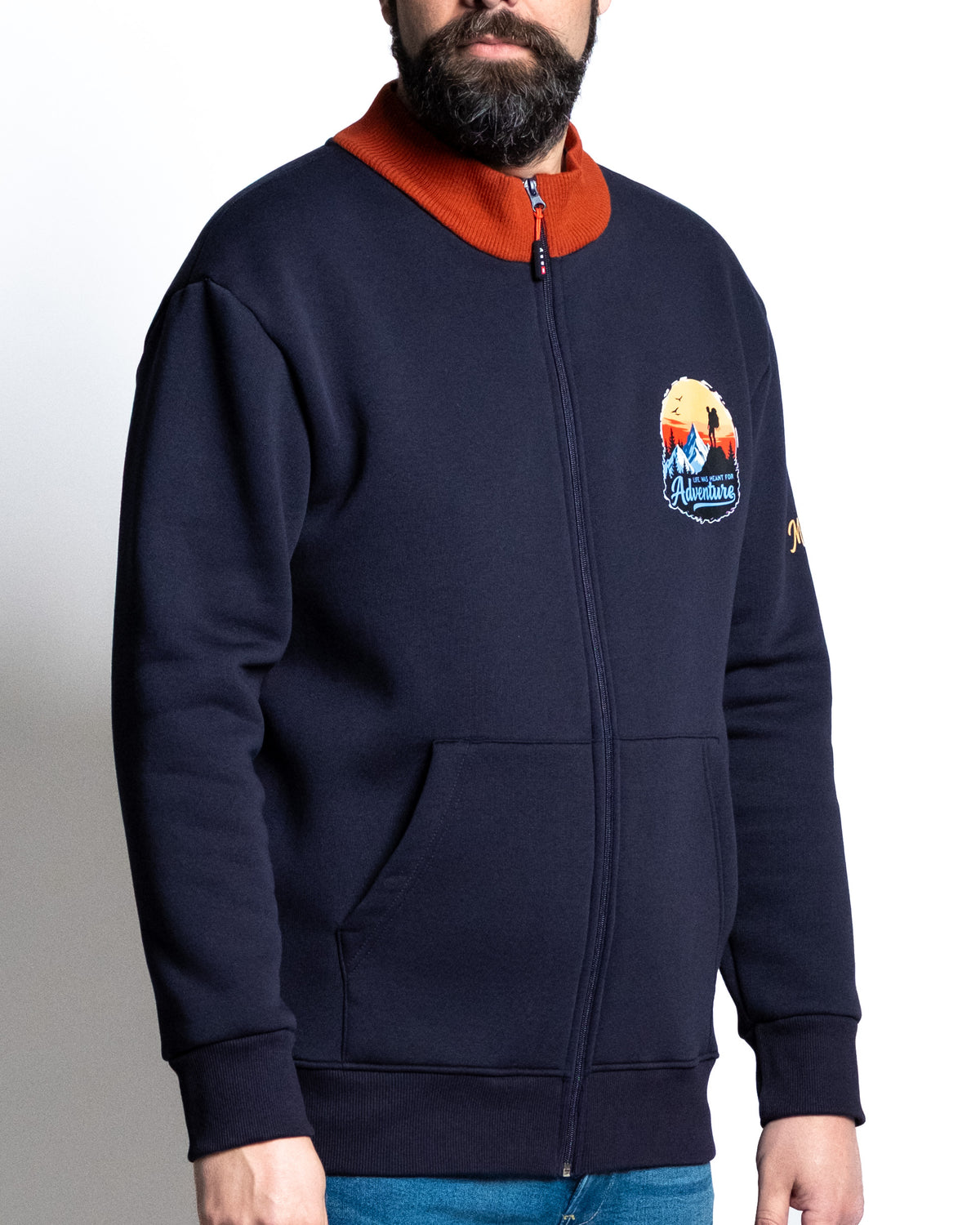 Felpa full zip adventure blu