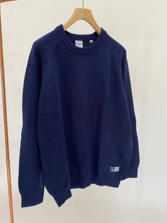 Blue crew-neck cotton sweater