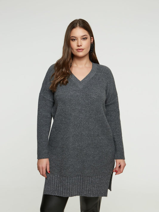 Maglia abito lurex grigio