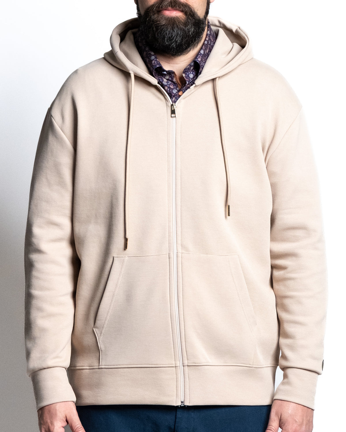 Giacca zip capp rovescio tortora