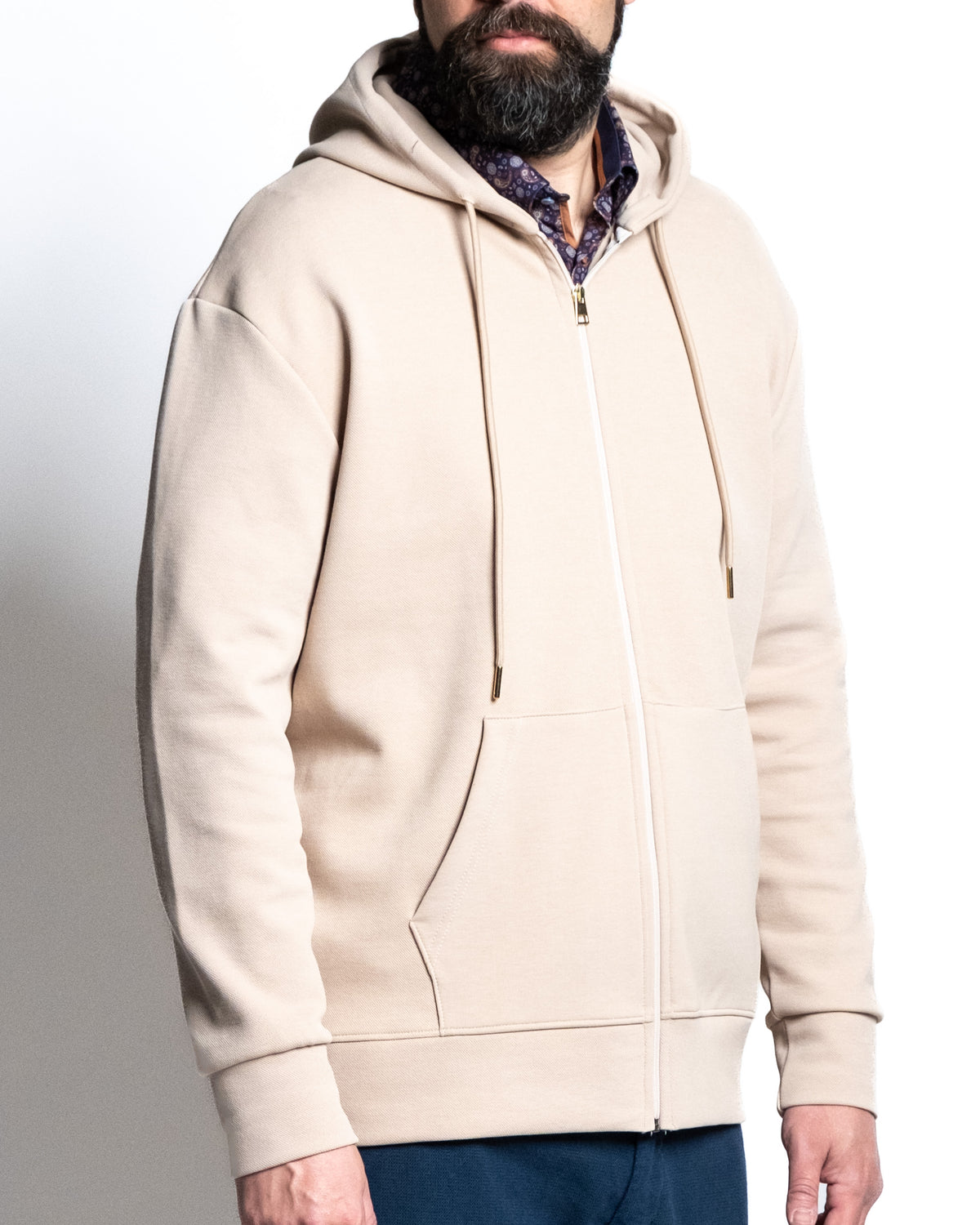 Giacca zip capp rovescio tortora
