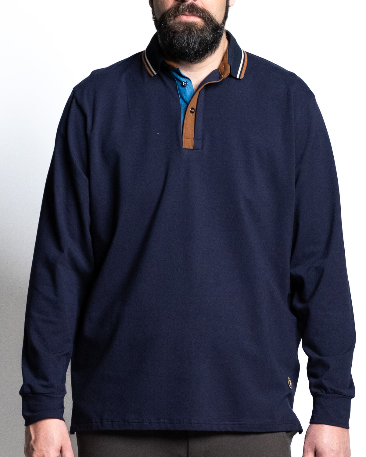 Polo ml collo cont blu