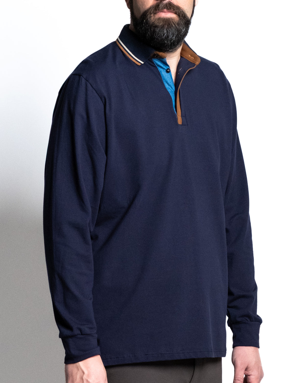 Polo ml collo cont blu
