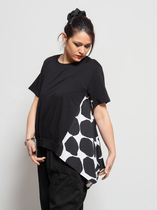 T-shirt with polka dot inserts