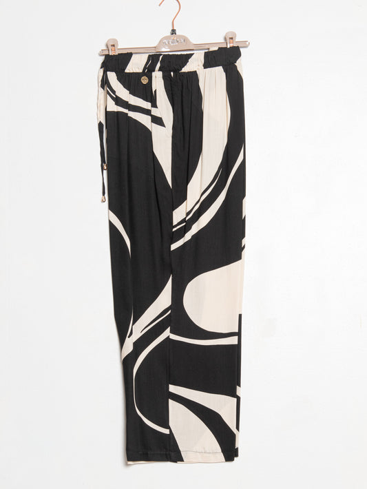 Black and white palazzo trousers