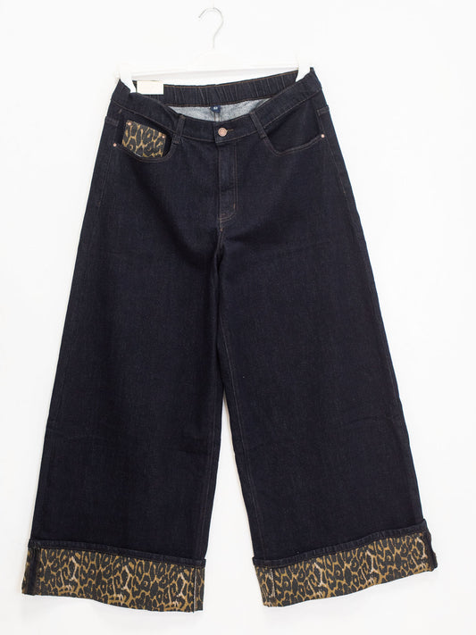 Jeans palazzo fondo ghepardato
