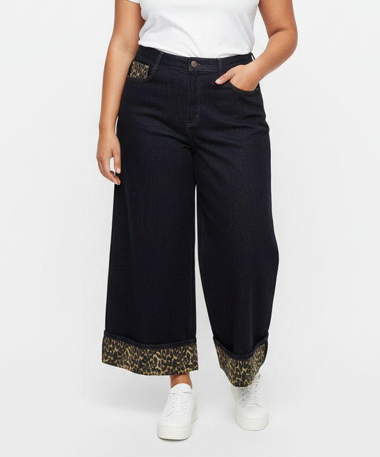 Jeans palazzo fondo ghepardato