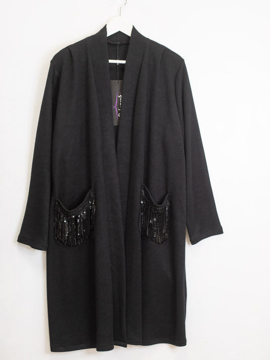 Cardigan con tasche pailettes