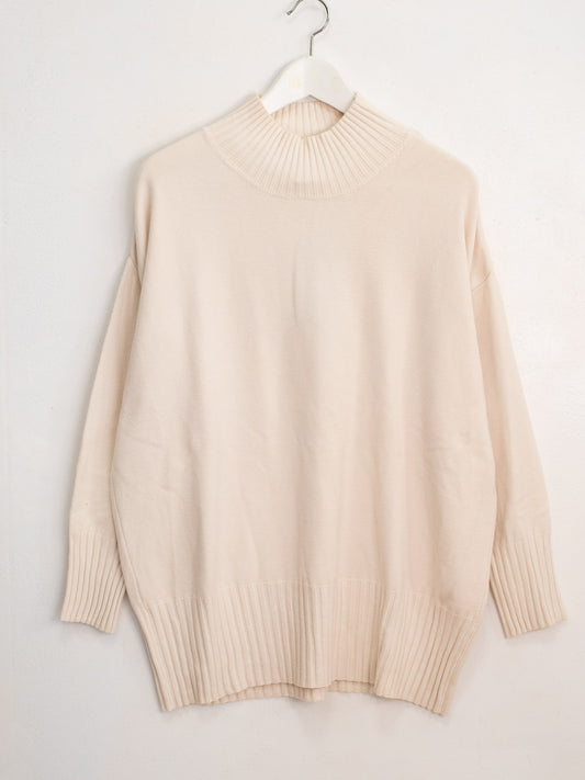 Maglia cannettate collo alto