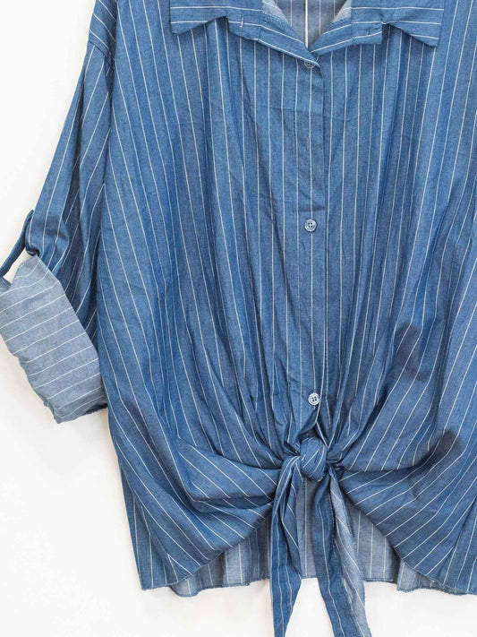 Camicia nodo gessata denim