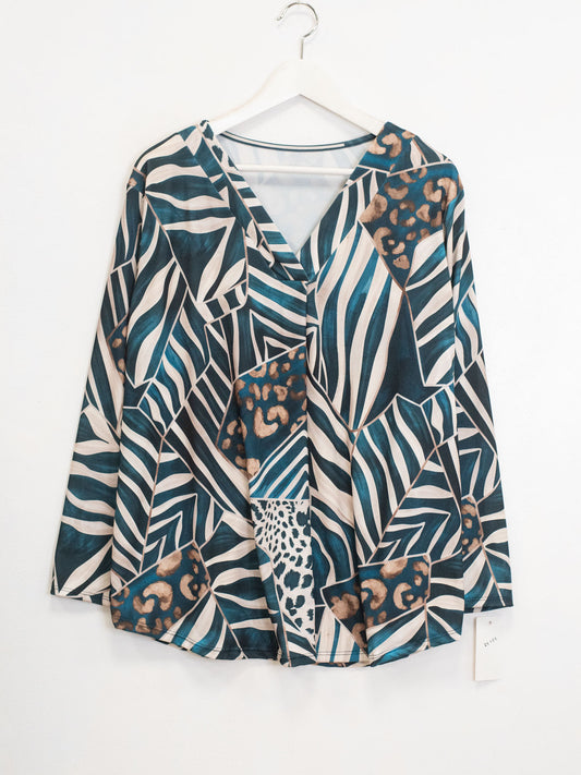 V-neck patterned blouse