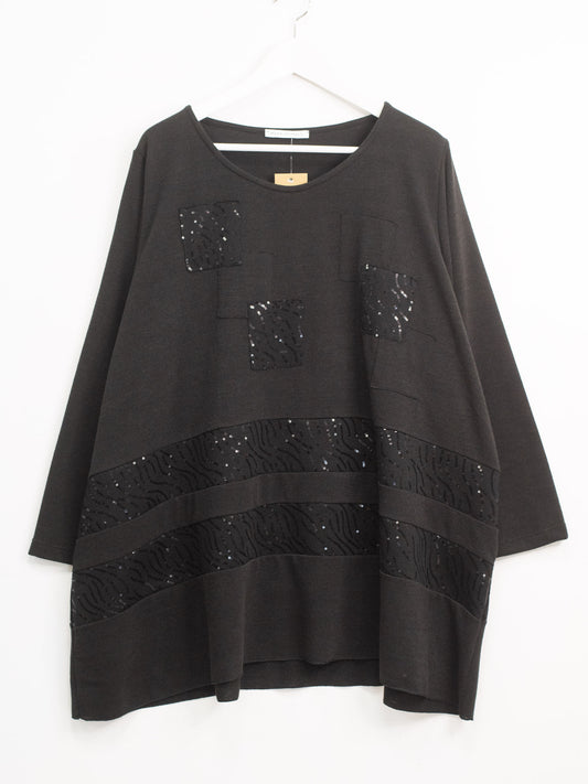 Maglia girocollo inserti paillettes