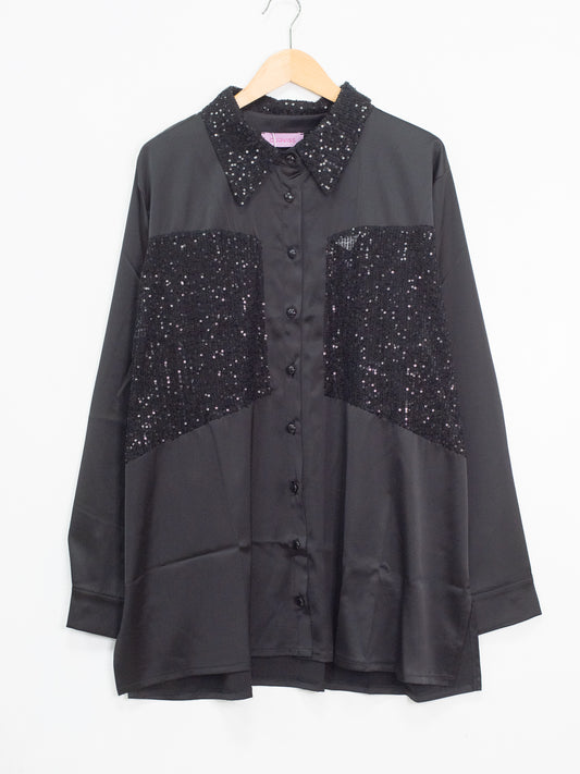Camicia over raso paillettes