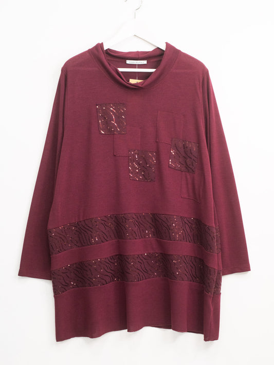 Maglia collo inserti paillettes