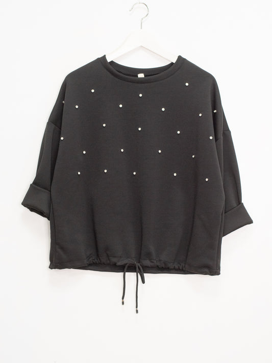 Drawstring shiny sweater