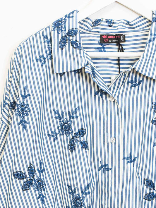 camicia over righe fiore pilettes