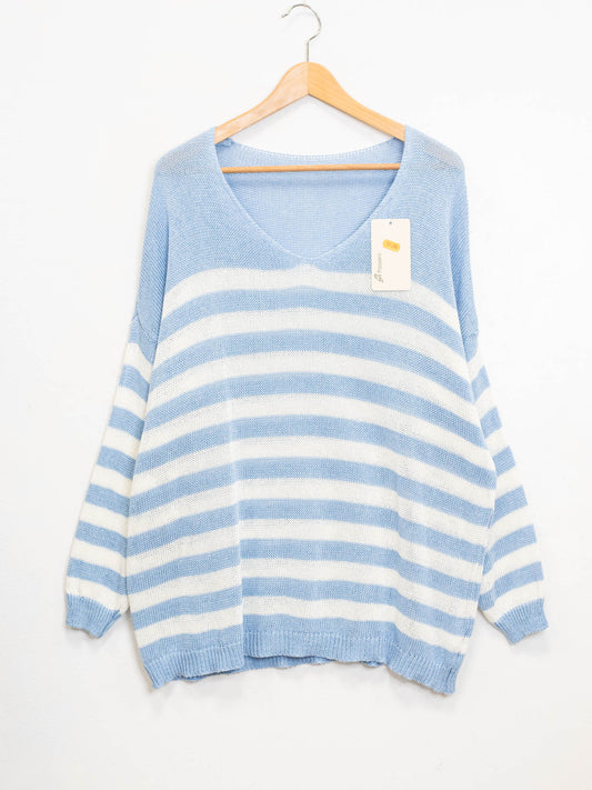 Maglia scollo V righe