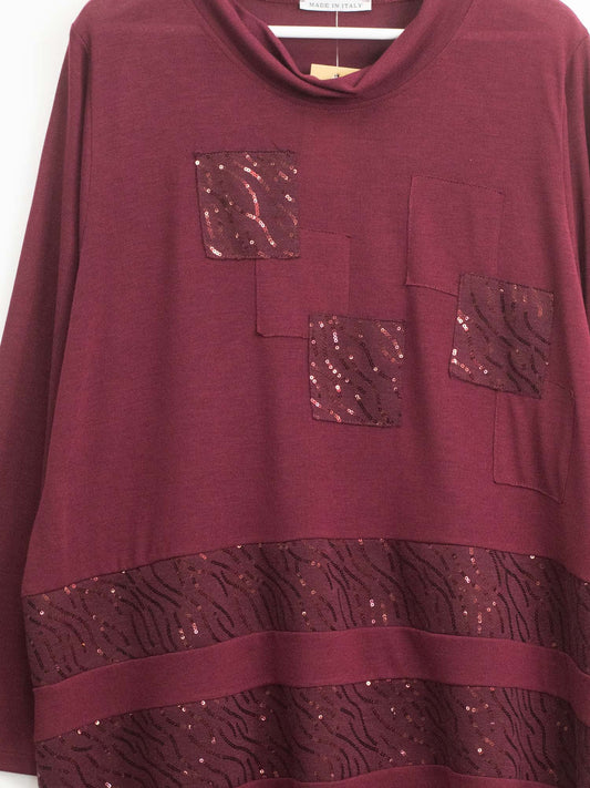 Maglia collo inserti paillettes