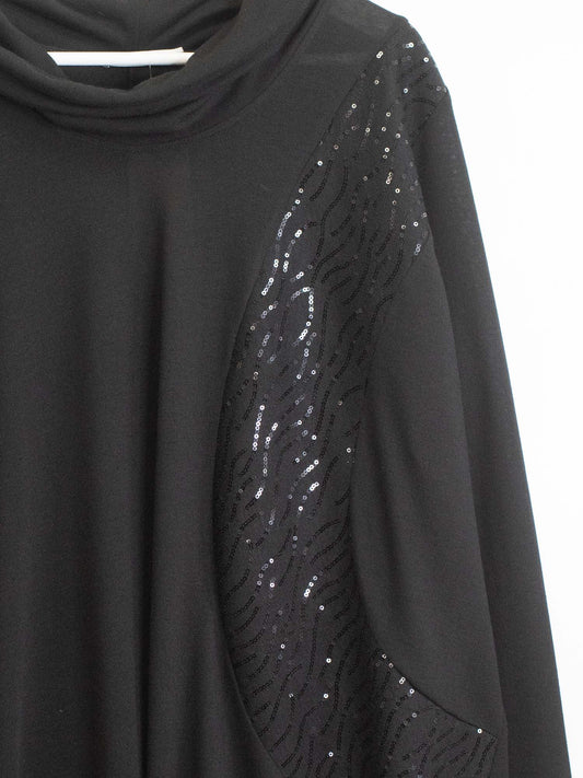 Maglia collo ciampella inserto pailettes