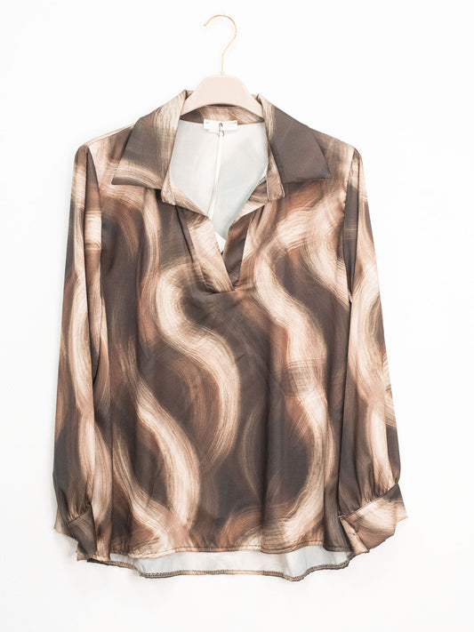 Blusa scoll V fantasia