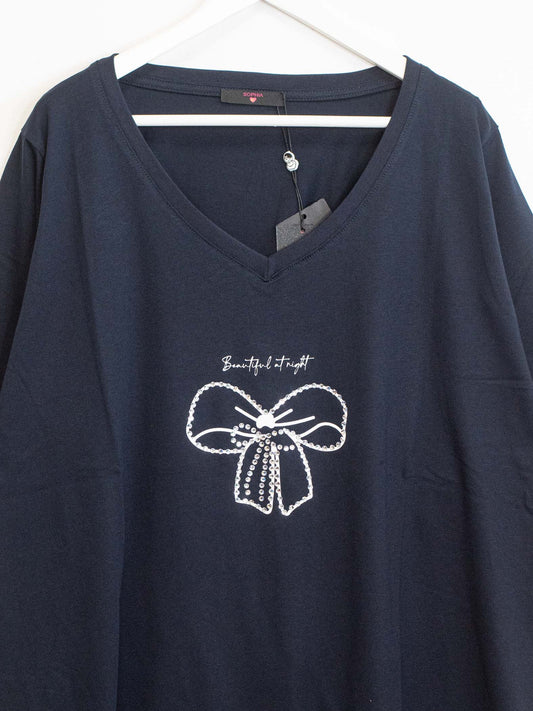 Maglietta fiocco strass curvy