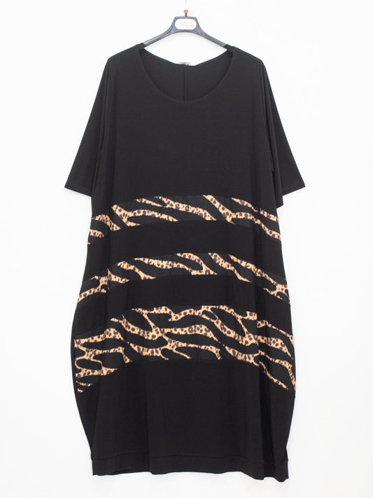 Abito over inserti animalier