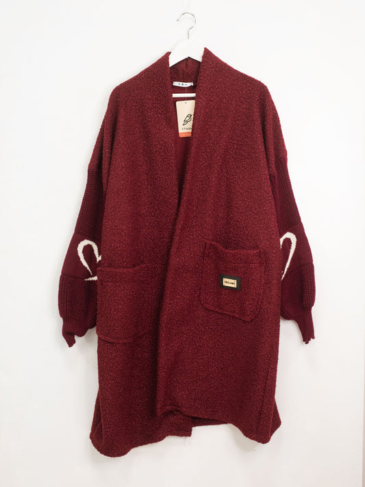 Cardigan boucler maniche coste