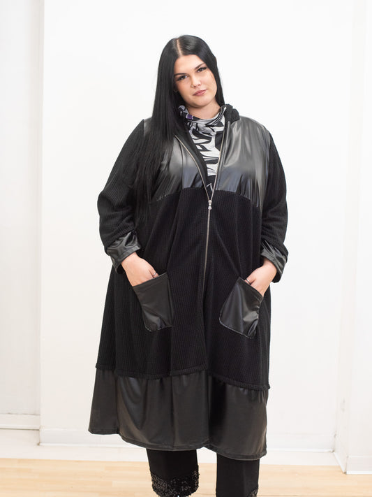 Cappotto ecopelle panno treccia