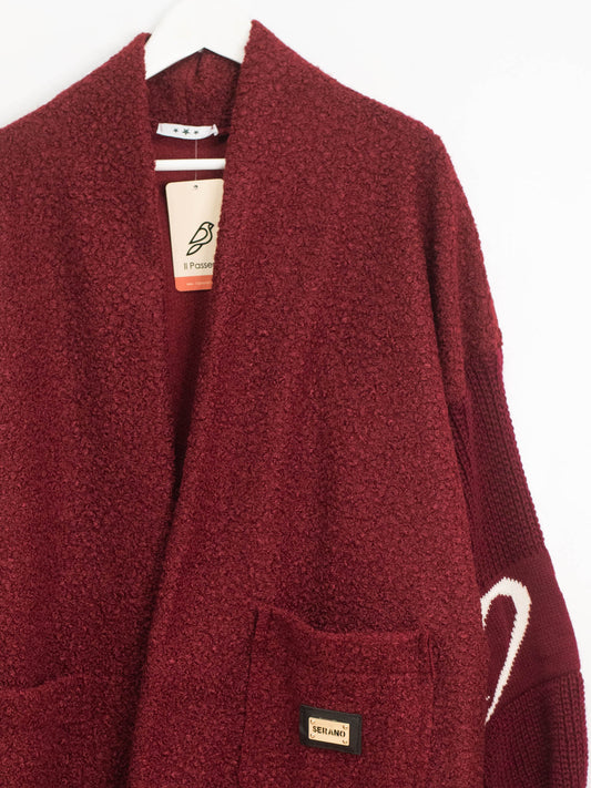 Cardigan boucler maniche coste