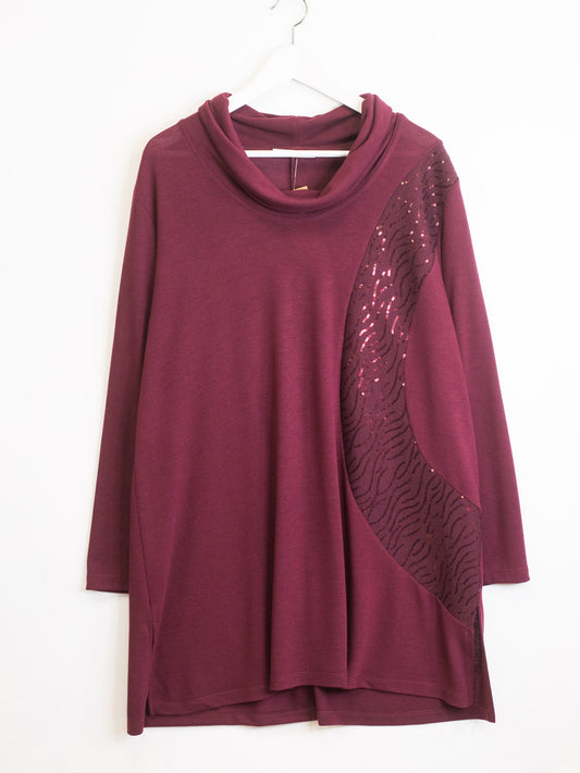 Maglia collo ciampella inserto pailettes