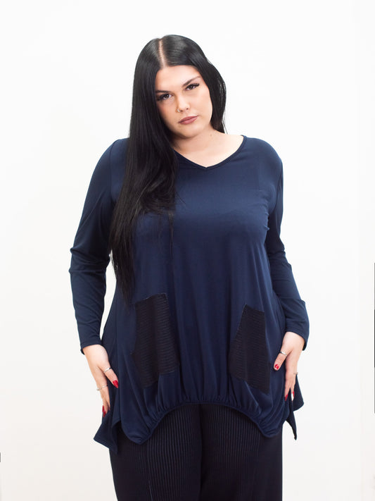 Blue pinstriped blouse with back