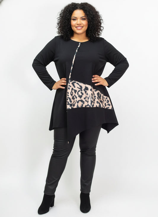 Maglia inserto leopardato