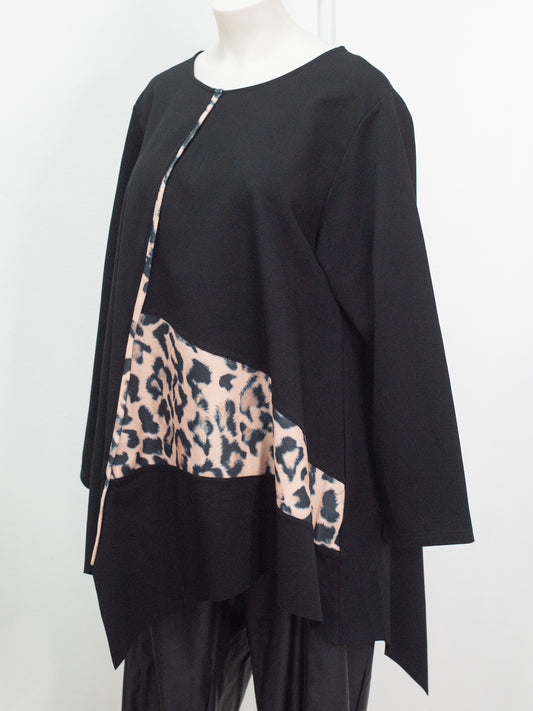 Maglia inserto leopardato