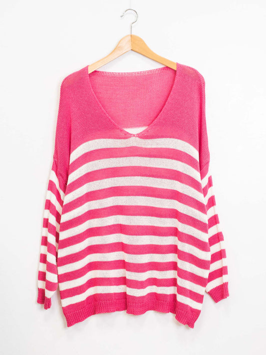 Maglia scollo V righe