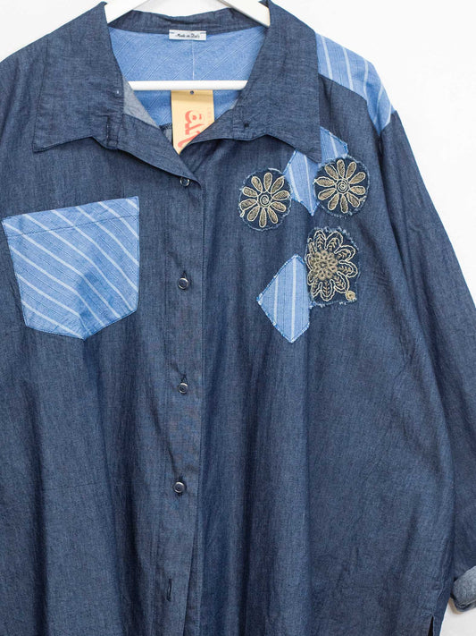 Camicia denim inserti