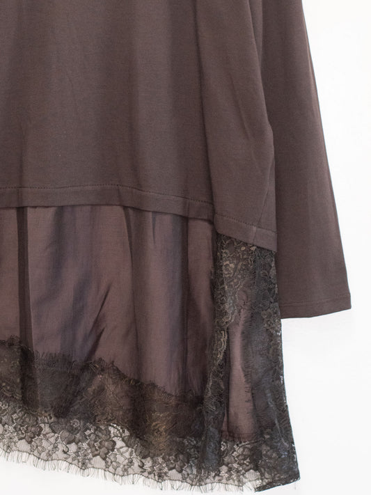 Maglia cotone con raso e pizzo