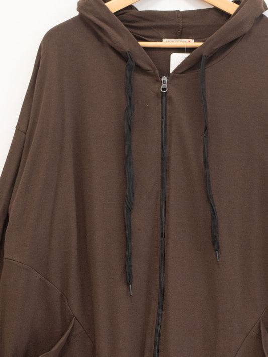 Felpa curvy cappuccio cotone