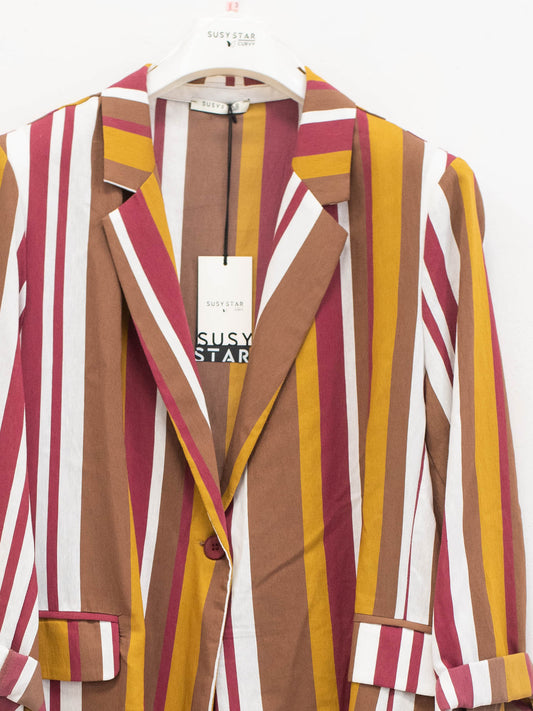 Blazer righe lino